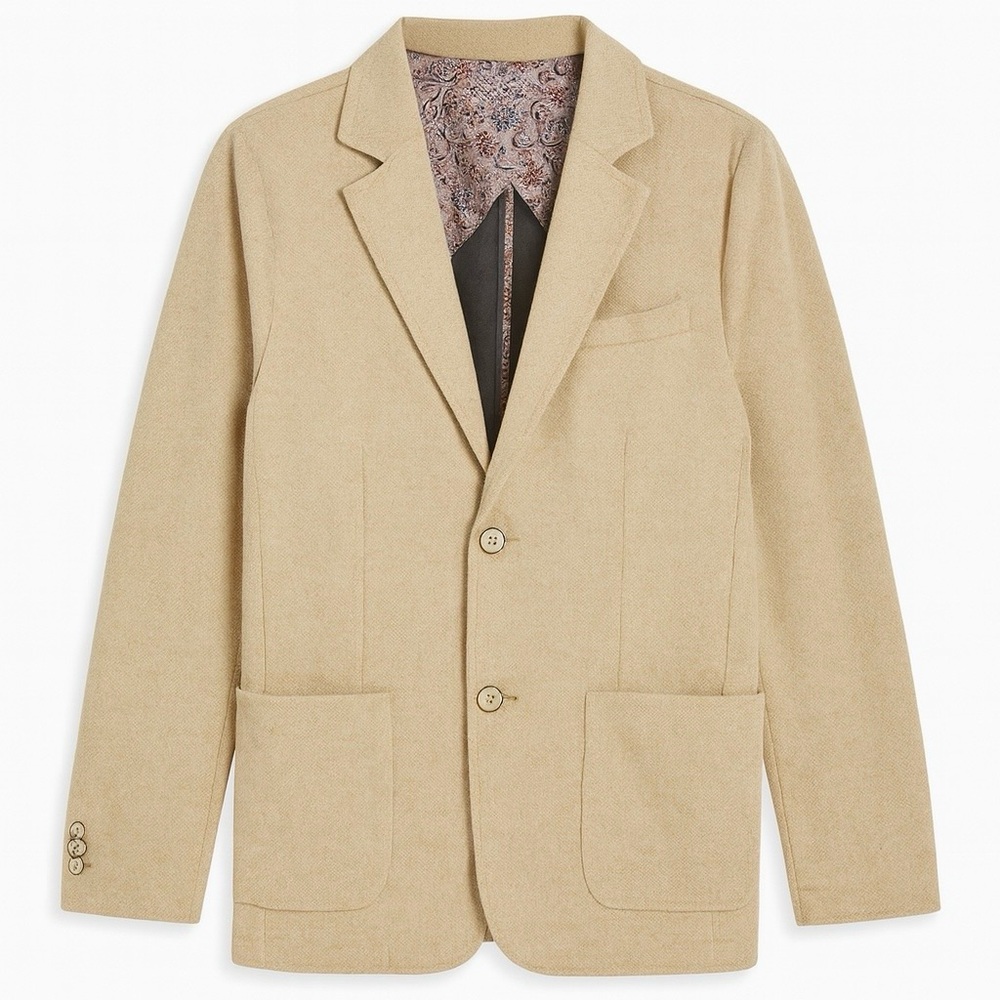 Italian Tan Knit Fully Deconstructed Blazer by Gionfriddo